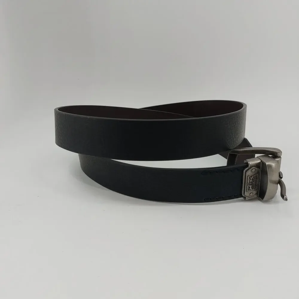 Levis Belt Black Brown Silver Tone Buckle 42-44 XL Men's